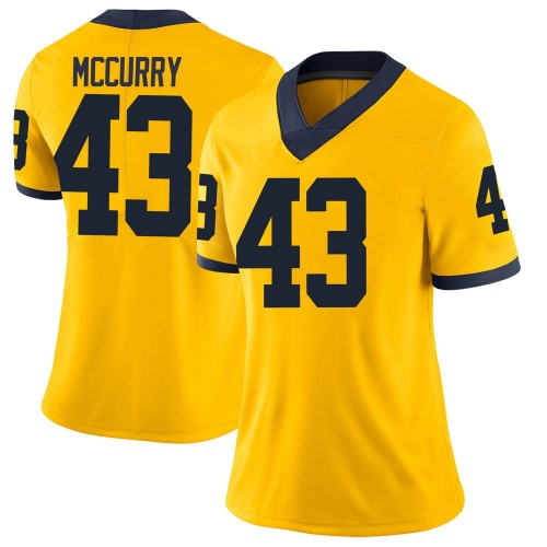 Jake McCurry Michigan Wolverines Women's NCAA #43 Maize Limited Brand Jordan College Stitched Football Jersey YYJ6854LJ